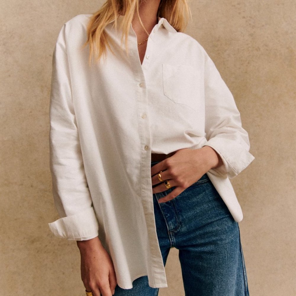 Sézane NWOT Max Shirt in Ecru Size 38/US 6